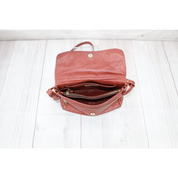 Beggar’s Pouch Brown Distressed Leather Flap Compartment Crossbody Bag - Picture 6 of 9